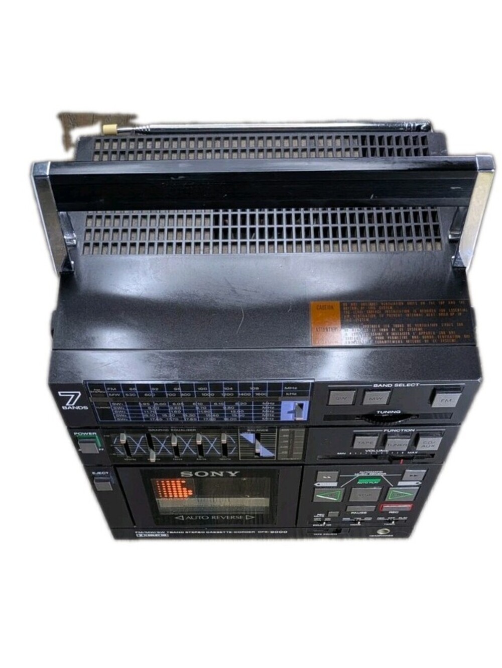 VINTAGE Sony Stereo Boombox AM/FM Cassette Aux & Phono CFS-9000 No Speakers